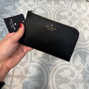 Kate Spade Black Zip Pouch with Gold Details